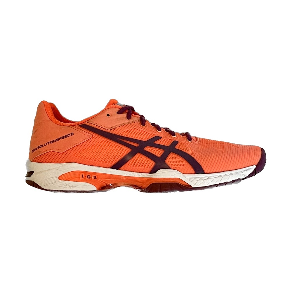 RARE Women ASICS Gel Solution Speed 3 Orange/Purple E650N US 7.5 Tennis Shoes